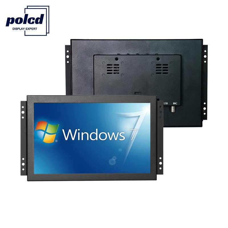 Display LCD Polcd TFT Monitor industriale da 10,1 pollici con touch screen ad alta luminosità IP65 nero