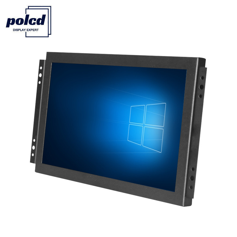 Display LCD Polcd TFT Monitor industriale da 10,1 pollici con touch screen ad alta luminosità IP65 nero