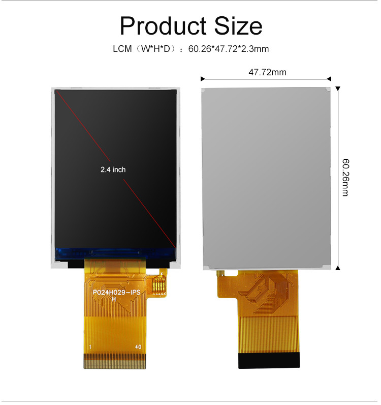 Esposizione LCD di Tft del pidocchio di Polcd 350 dell'interfaccia a 2,4 pollici del touch screen 240x320 48.96mm MCU RGB