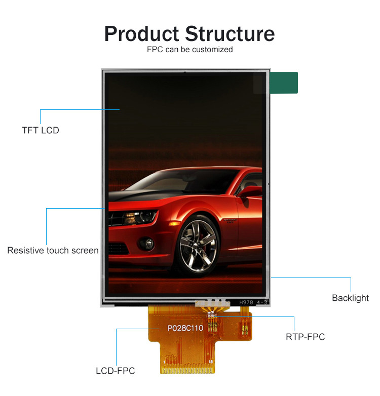Polcd 260 Nit 240x320 Lcd 2,8 pollici ST7789V Touch Panel Lcd 4 fili SPI