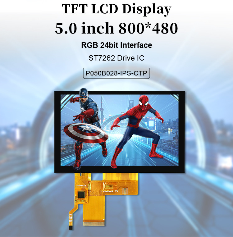 5 pollici Tft LCD con schermo touch capacitivo ad alta luminosità 800x480 Risoluzione Rgb Interfaccia Ips