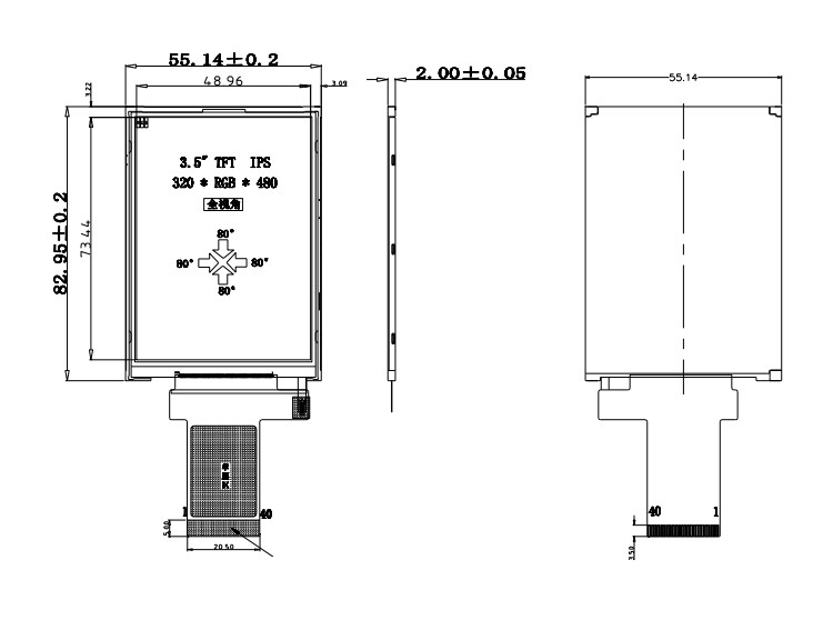 320x480 Display LCD Tft da 3,5 pollici 18 bit Interfaccia Rgb parallela Dimensioni ridotte