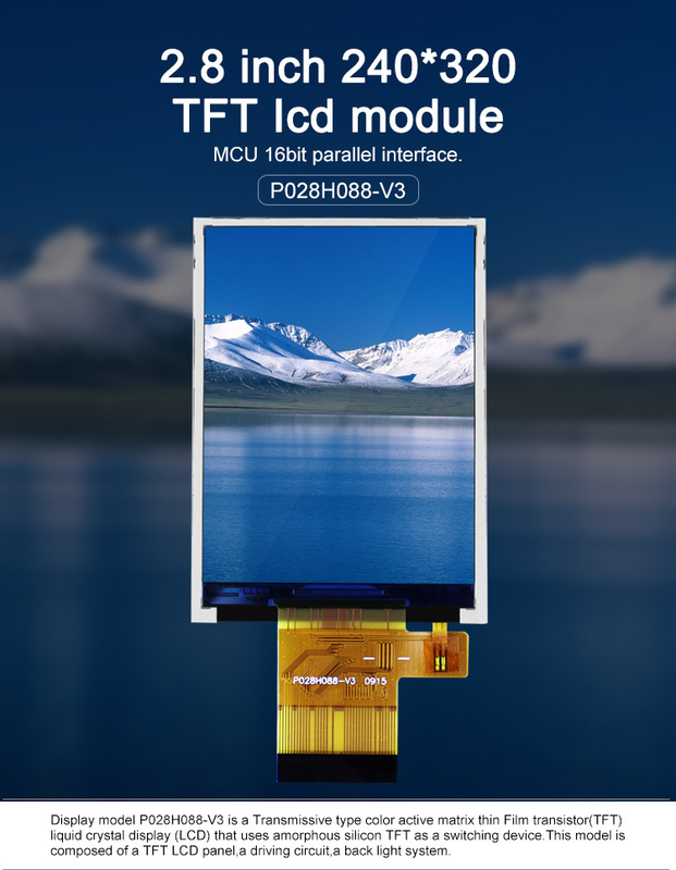 Polcd Colori 265K 2.8 pollici TFT Modulo 57.6mm Normalmente Bianco Interfaccia SPI Modulo TFT LCD