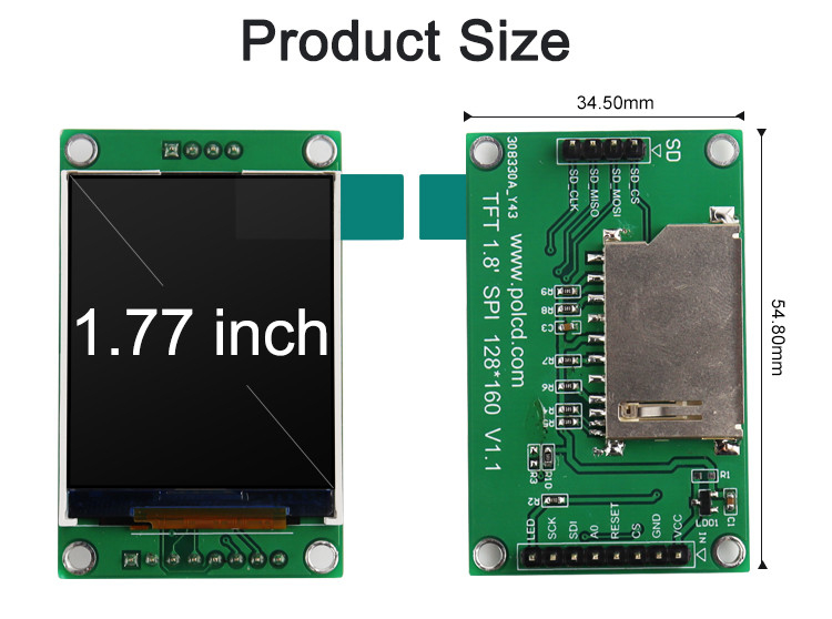 Polcd ST7262 1,77 pollici 24 bit LCD 128X160 TFT touch screen 300 nit