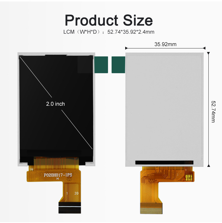 Polcd MCU 8 BIT Display TFT da 2 pollici Display LCD TFT IPS da 30,6 mm