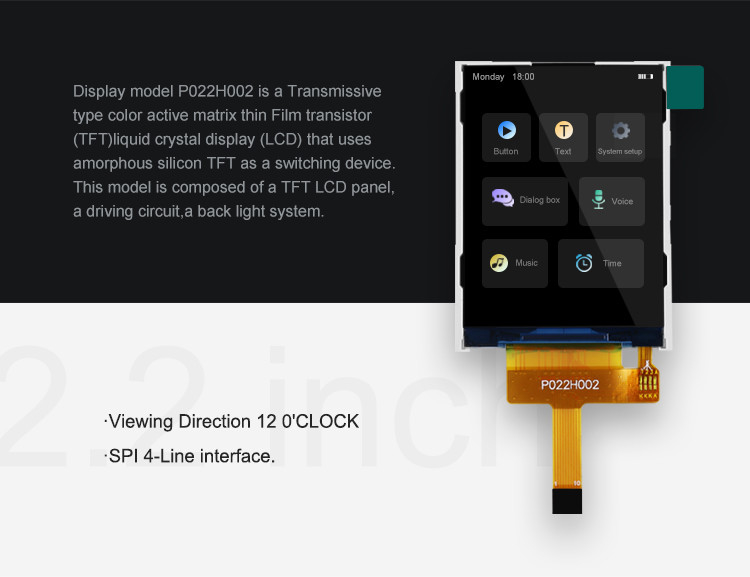 Polcd 44,64mm Touchscreen Display Module 2,2 pollici Tft Spi 240x320 Raspberry Pi