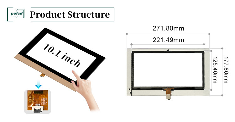 Polcd Custom 10,1 pollici CTP 16:9 GT911 GG trasparente vetro touch screen pannello touch capacitivo