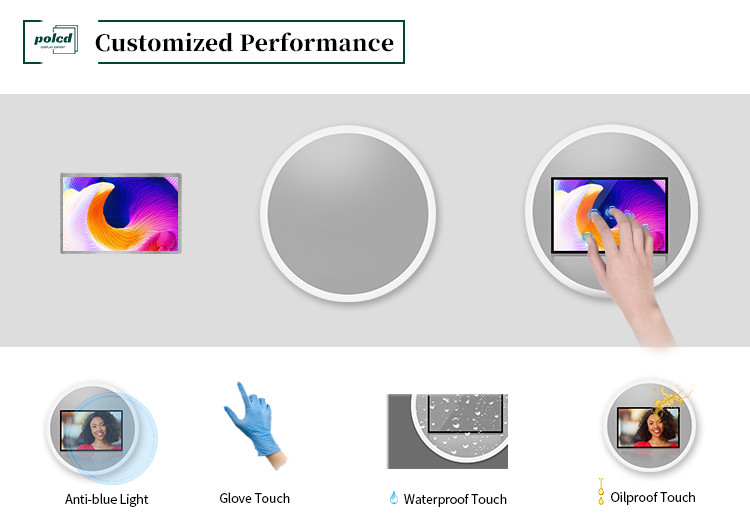 Polcd 8 pollici Multitouch Mirror Glass Display Industrial Panel LCD a schermo tattile capacitivo personalizzato