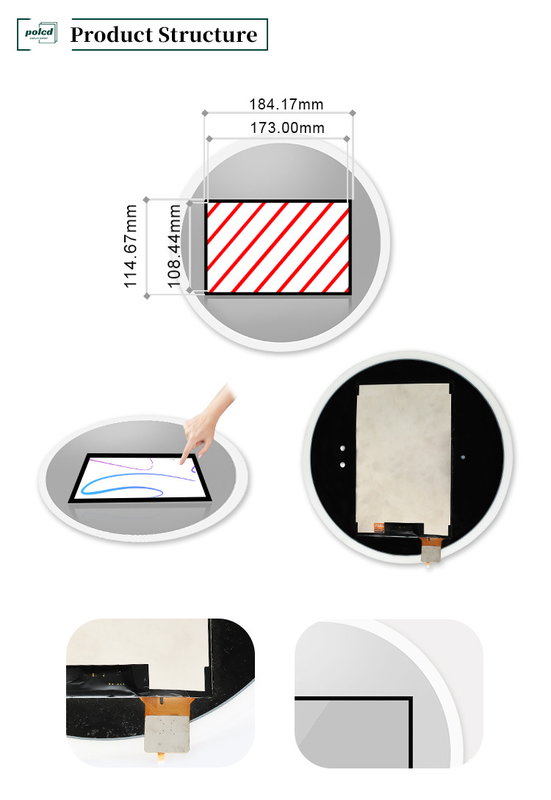 Polcd 8 pollici Multitouch Mirror Glass Display Industrial Panel LCD a schermo tattile capacitivo personalizzato