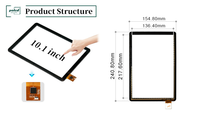 Polcd 10,1 pollici GT9271 vetro a forma quadrata 800x1280 pannello touch screen capacitivo per industria automobilistica
