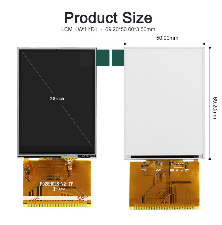 Polcd 2,8 pollici Full Viewing Angle TFT LCD Touch Screen Pannello IPS leggibile alla luce solare