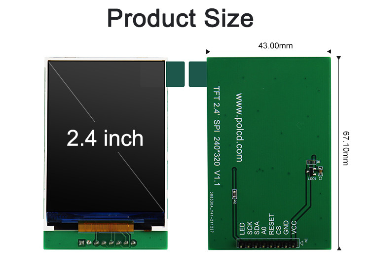 Polcd 4 Wire SPI Tft LCD 2.4 Inch 240X320 Touch Screen LCD con scheda PCB