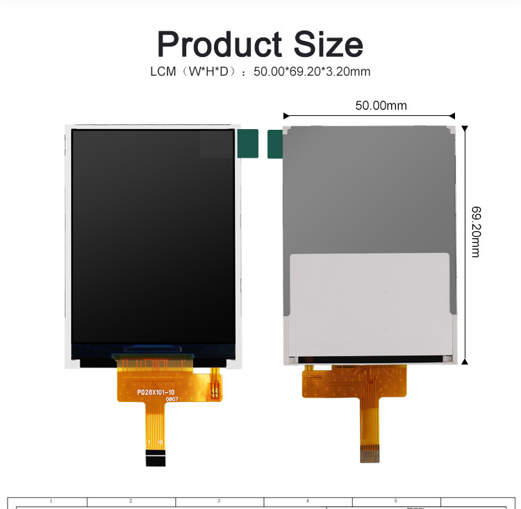 Polcd ST7789V Schermo IPS da 2,8 pollici 12 0'CLOCK Modulo LCD TFT ISO9001