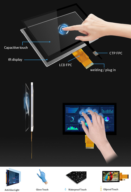 Polcd 7'' Tft LCD Panel 800x480 Touch Screen Capacitivo Interfaccia RGB 7 pollici LCD Modulo Display