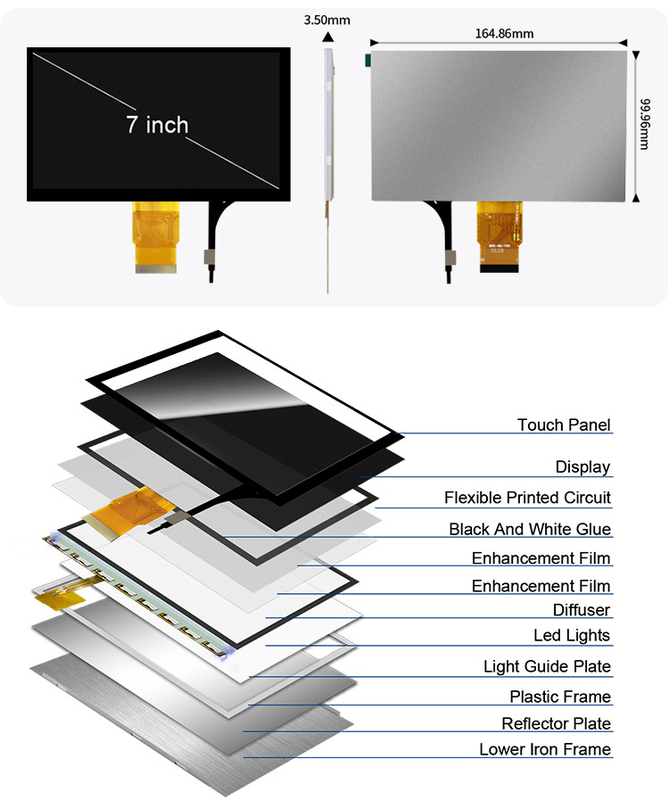 Polcd 7'' Tft LCD Panel 800x480 Touch Screen Capacitivo Interfaccia RGB 7 pollici LCD Modulo Display