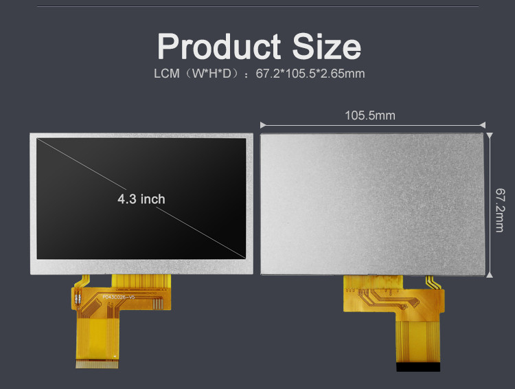 Polcd Custom 4.3 Inch 480*272 Color RGB 8bit ILI6485 Drive 40pin 4.3' TFT LCD Modulo