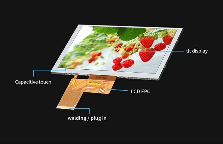 Polcd 5,0 pollici TFT LCD Panel 800*480 Risoluzione 500nits Interfaccia RGB 5