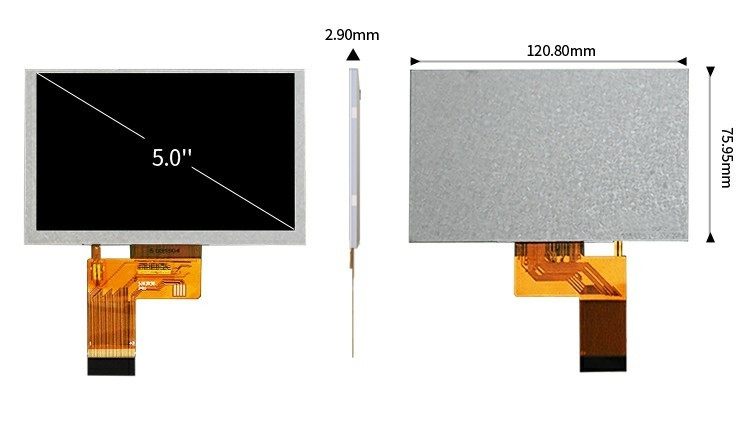 Polcd 5,0 pollici TFT LCD Panel 800*480 Risoluzione 500nits Interfaccia RGB 5