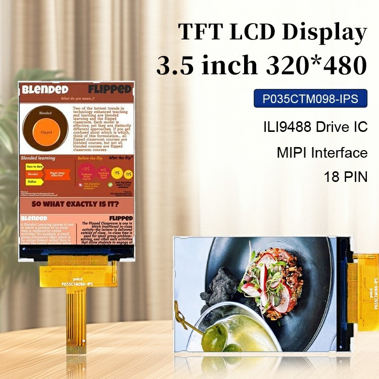 Polcd 3,5 pollici 320x480 Risoluzione 350nits Interfaccia Mipi ili9488 IC Modulo di visualizzazione LCD TFT di tipo verticale 3,5'