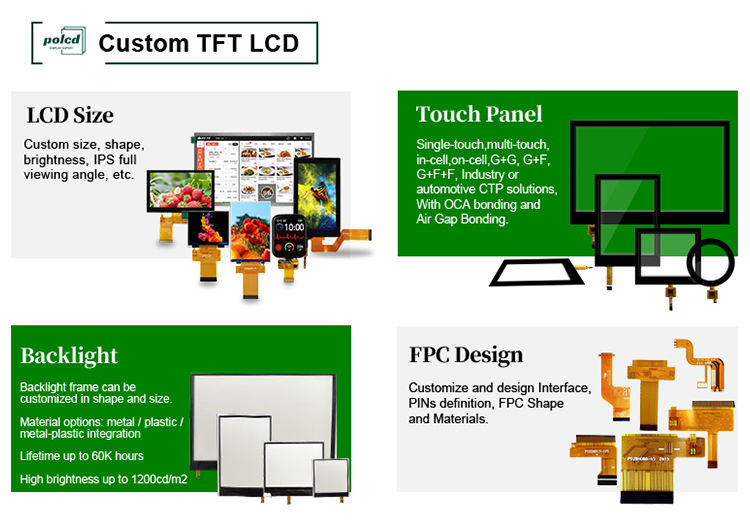 Polcd Alta luminosità 3.5 pollici TFT LCD Display Module Interfaccia SPI Colorata Risoluzione 320x480 LCD