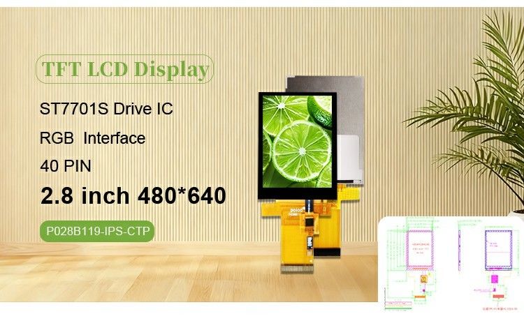 Polcd 2,8 pollici 480*640 Interfaccia RGB a risoluzione Touch Panel ST7701S Modulo LCD TFT Display