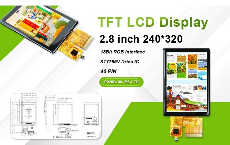 Polcd Alta luminosità 500nit 2,8 pollici schermo LCD 240x320 interfaccia RGB IPS CTP Capacitive Touch TFT Display