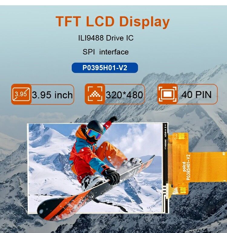 Polcd Custom 3,95 pollici 320x480 Ips Tft Lcd interfaccia RGB Modulo di visualizzazione a cristallo liquido con touch