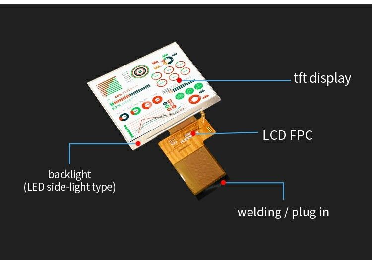 Polcd Factory 3,5 pollici TFT LCD 320 * 240 SPI interfaccia RGB schermo strumento 3,45 pollici LCD Display Module