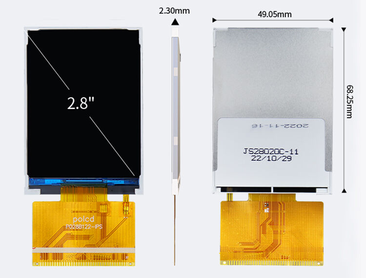 Polcd Piccolo 2,8 pollici 240x320 QVGA Alta luminosità 300nits Interfaccia SPI IPS display TFT