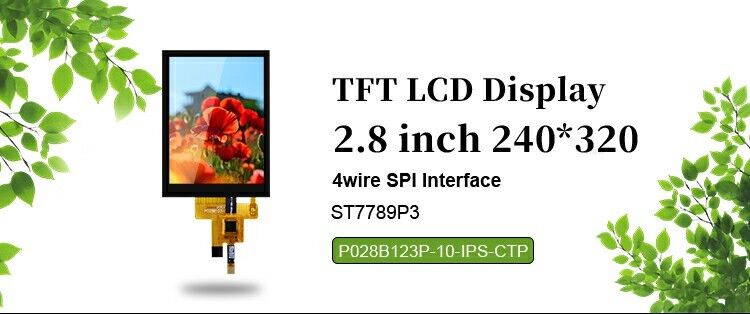 2.8 pollici 178° Ips Tft Touch Screen Capacitive Full View Angle Spi Interfaccia