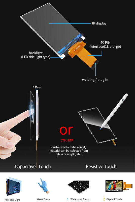 Pannello Display Lcd Personalizzato Polcd da 3,5 pollici Interfaccia RGB 320*480 Touch Screen IPS Modulo Lcd Tft da 3,5