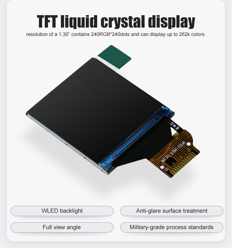 Produttore LCD quadrato Polcd Piccole dimensioni 240*240 Interfaccia SPI IPS TFT 1.3 pollici Pannello LCD