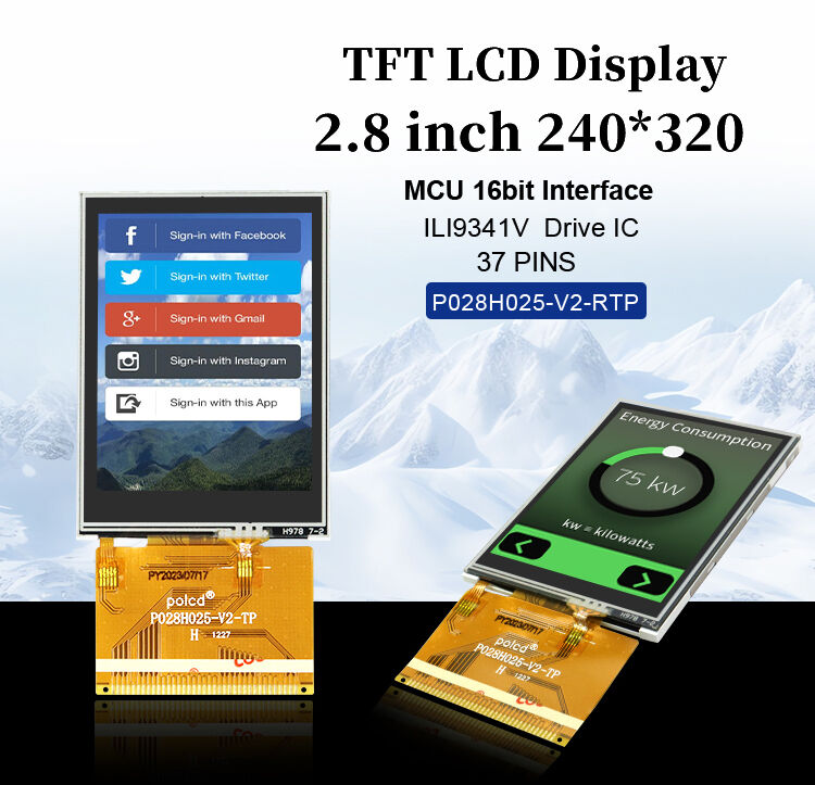 Touch screen da 2,8 pollici con risoluzione 240x320 Polcd LCD TFT da 37 pin ILI9341V