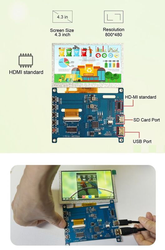 Polcd 4.3 5 pollici Multifunzione HD-MI Controller Board Universal Touch LCD Driver Board per Raspberry Pi IPS Display