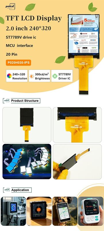 Polcd 2 pollici 240*320 IPS Screen Transmissive ST7789V 300 nit 20 pin Interfaccia MCU TFT LCD Module Display