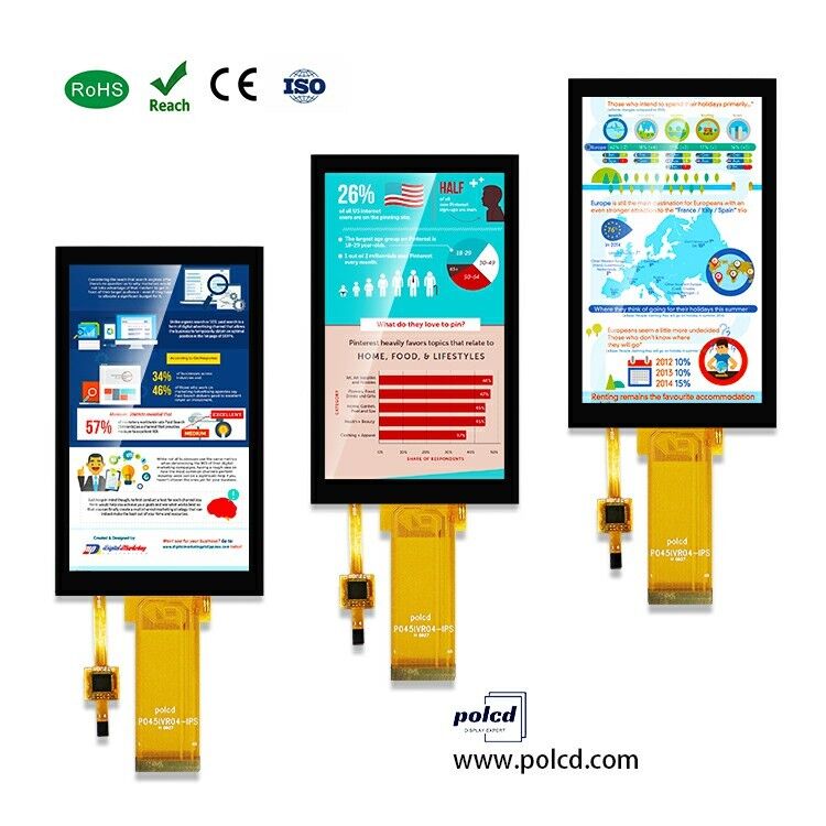 LCD IPS personalizzato Polcd da 4,5 pollici 480x854 con interfaccia RGB a 24 bit e angolo di visione completo per dispositivi industriali