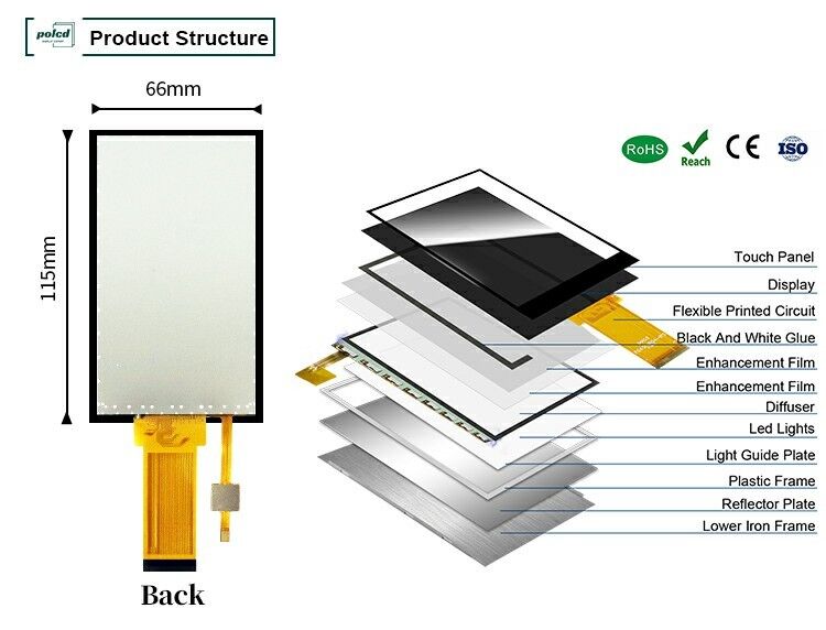 Polcd pannello LCD TFT da 4,5 pollici con 480*854 risoluzione schermo touch capacitivo a colori a 40 pin