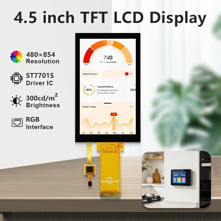 Polcd pannello LCD TFT da 4,5 pollici con 480*854 risoluzione schermo touch capacitivo a colori a 40 pin