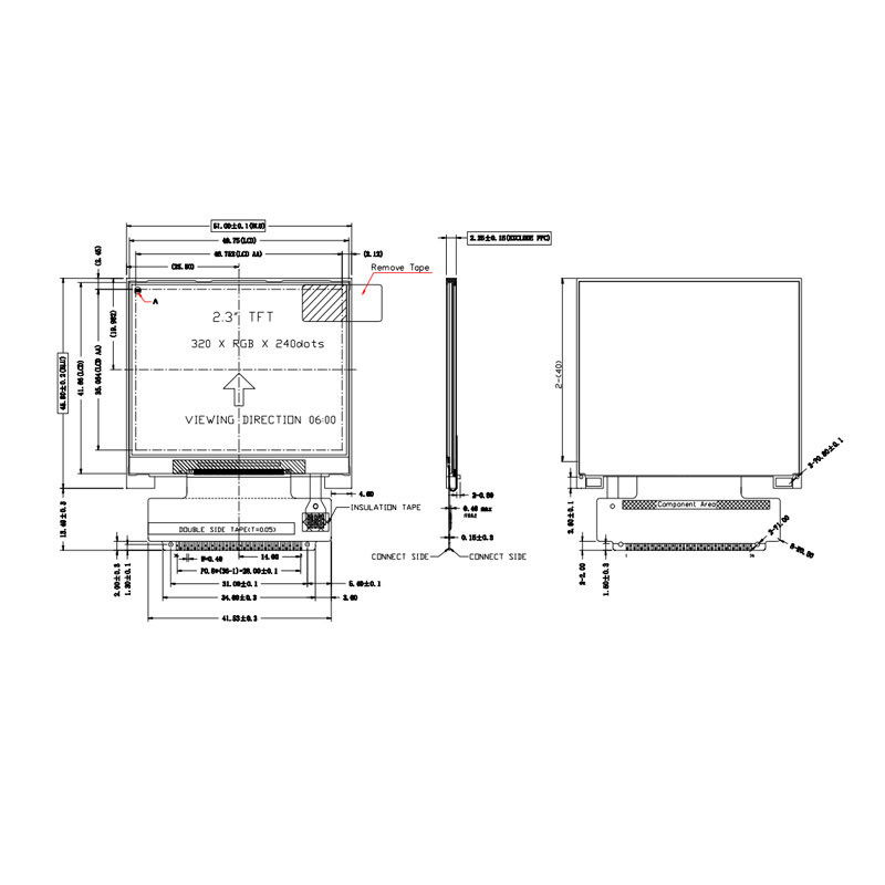 Polcd ILI9342C 2,31 pollici Lcd 8080 MCU 16 Bit 320x240 Display LCD 300 Nit