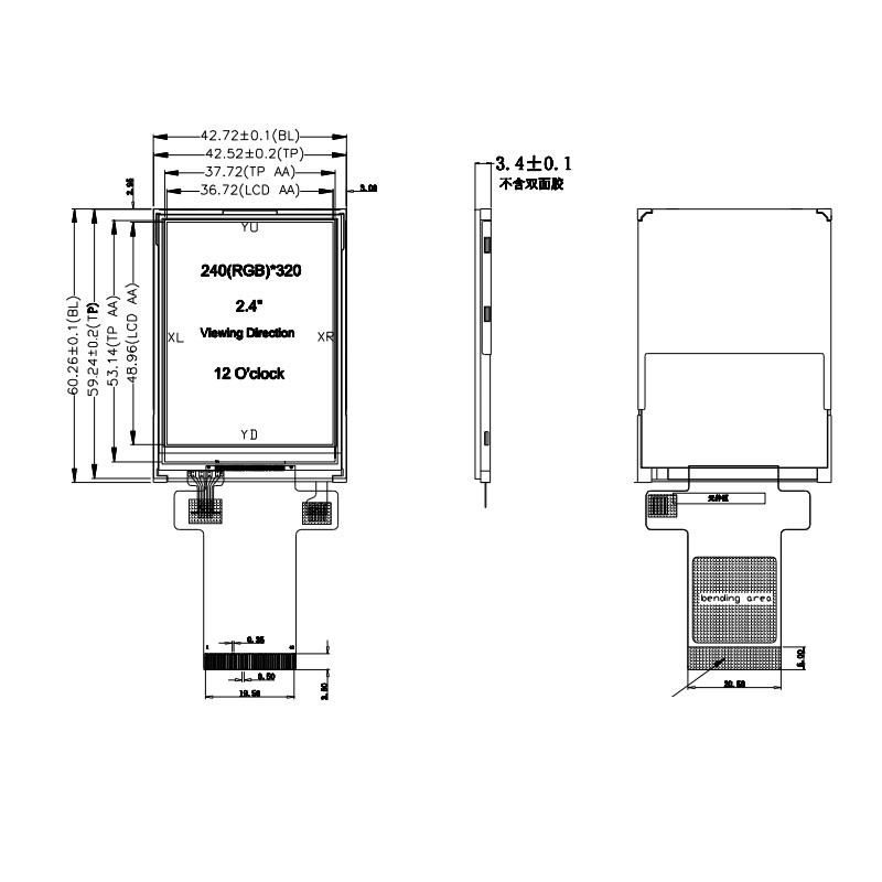 Polcd 350 Nit 16 Bit Tft Display LCD ILI9341V Touch screen a 2,4 pollici