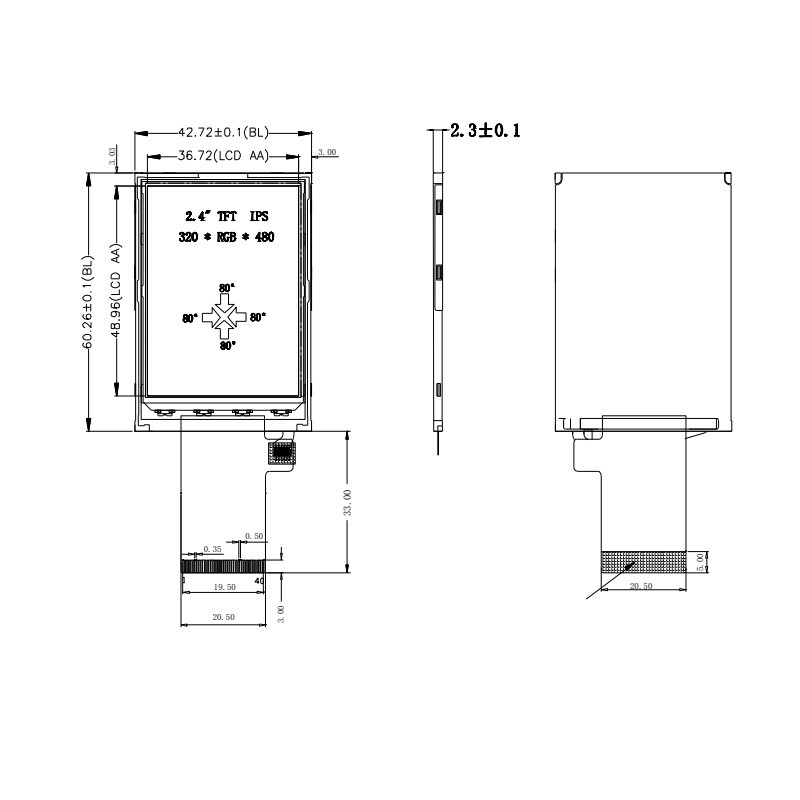 Polcd 350 Nit Tft Touch Screen Display LCD a 16 bit a 2,4 pollici ISO9001