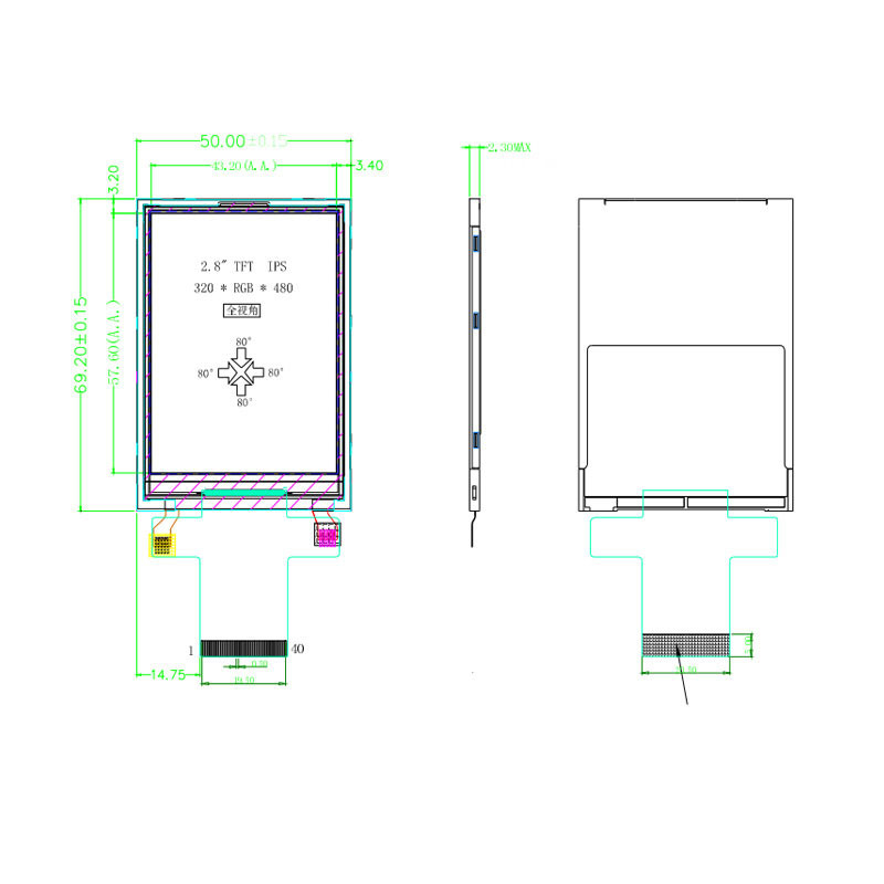 Polcd 4 cavo ST7789V IPS TFT LCD Visualizza 2,8 pixel del modulo 240X320 Spi Tft