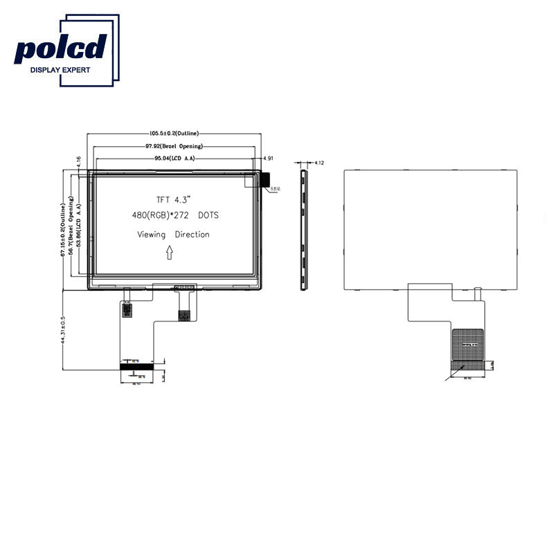 Display LCD a 4,3 pollici 480x272 Tft Polcd Display LCD touch screen RGB a 24 bit