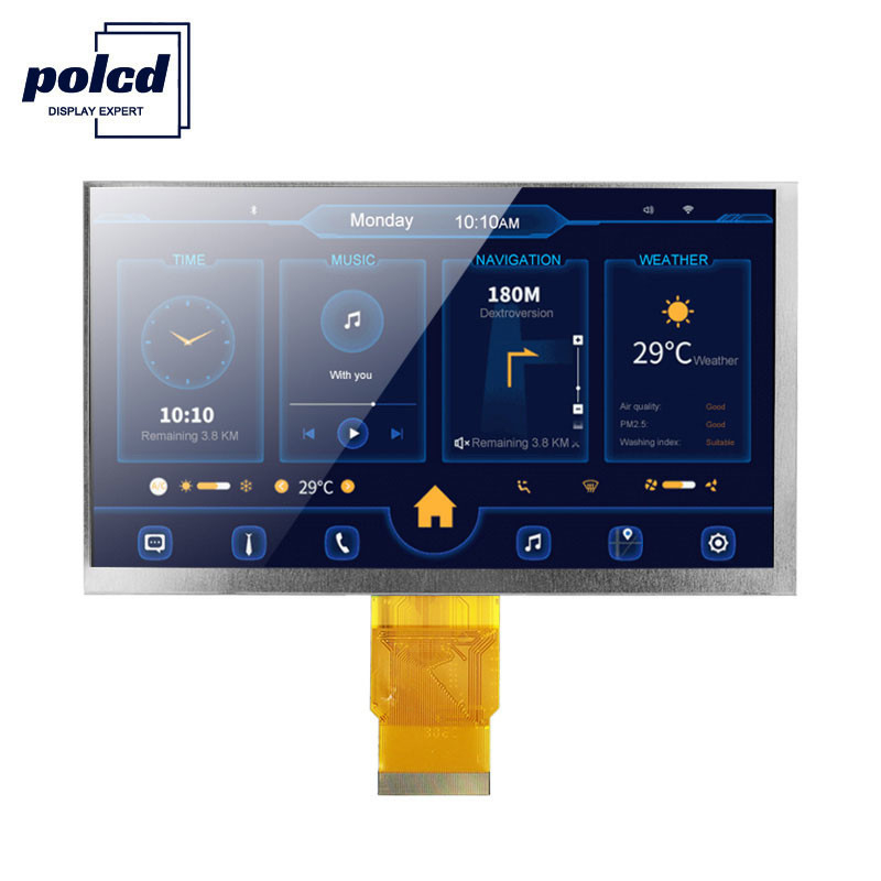 Polcd ISO9001 300 pidocchi tocco a 7 pollici Tft LCD RGB 24 Bit 800x480 Display LCD